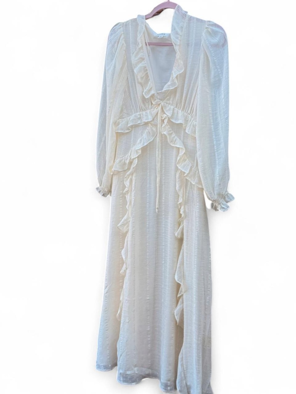 STORIA Ruffle-Trim Ivory Maxi Dress